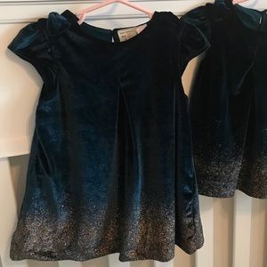 Zara blue velvet dress with gold sparkle glitter